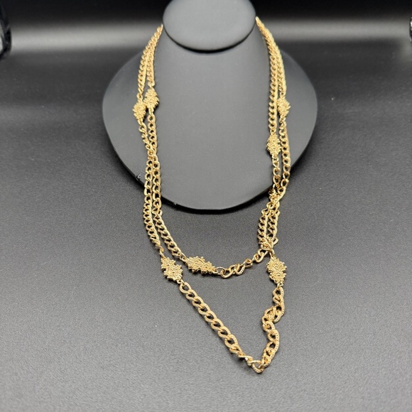 Accessocraft N.Y.C Vintage Double strand Gold Filigree Necklace - Picture 3 of 13